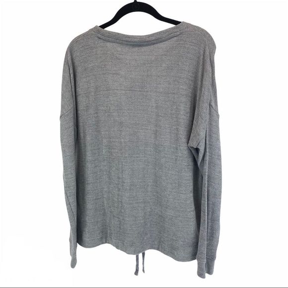 THREE DOTS french terry grey LS pullover w tie - S - Picture 3 of 14